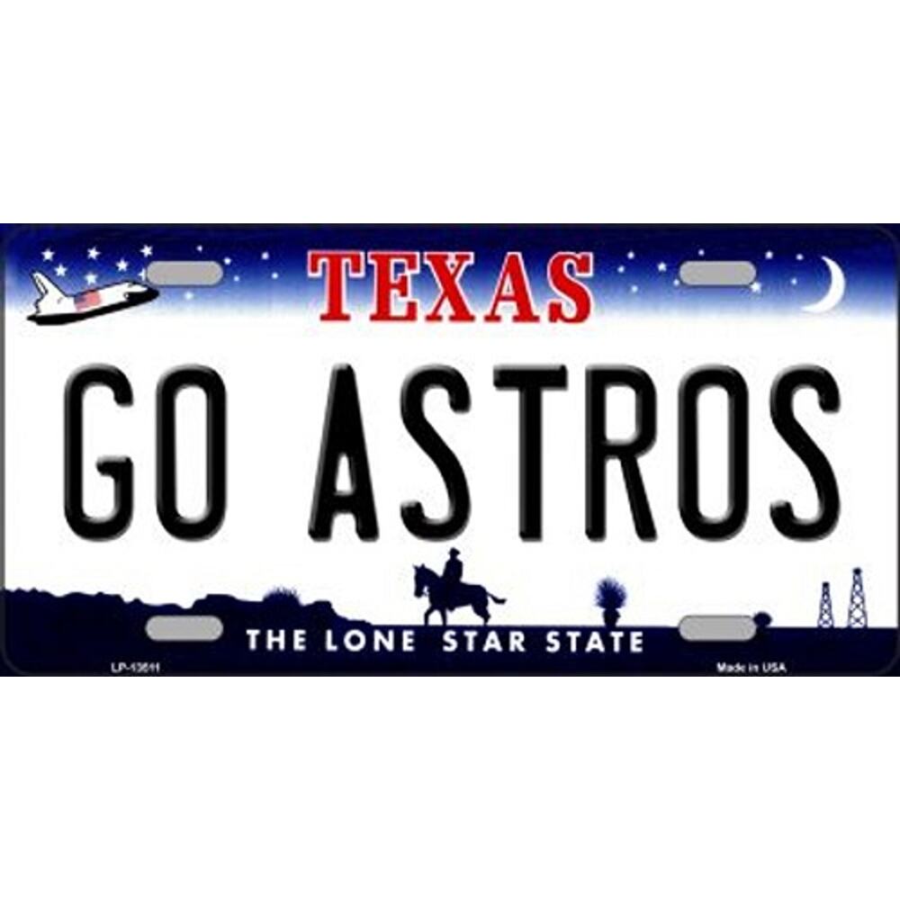 MLB Go Astros License Plate Baseball Background Metal Tag Houston New Texas Car